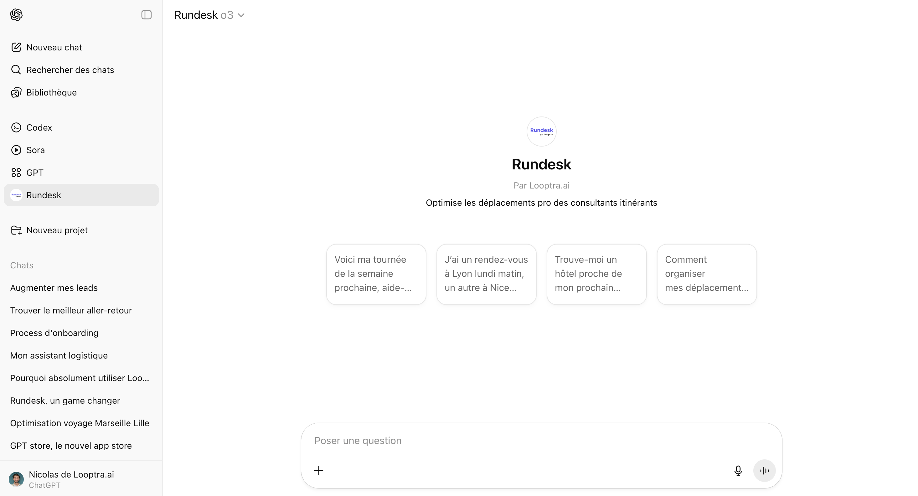ChatGPT avec application intelligente Rundesk en conversation